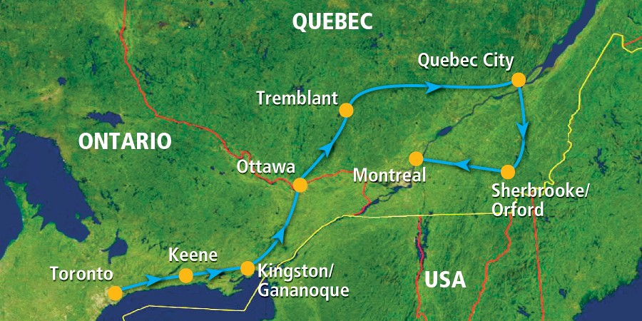 Fall Colours of Ontario and Quebec map